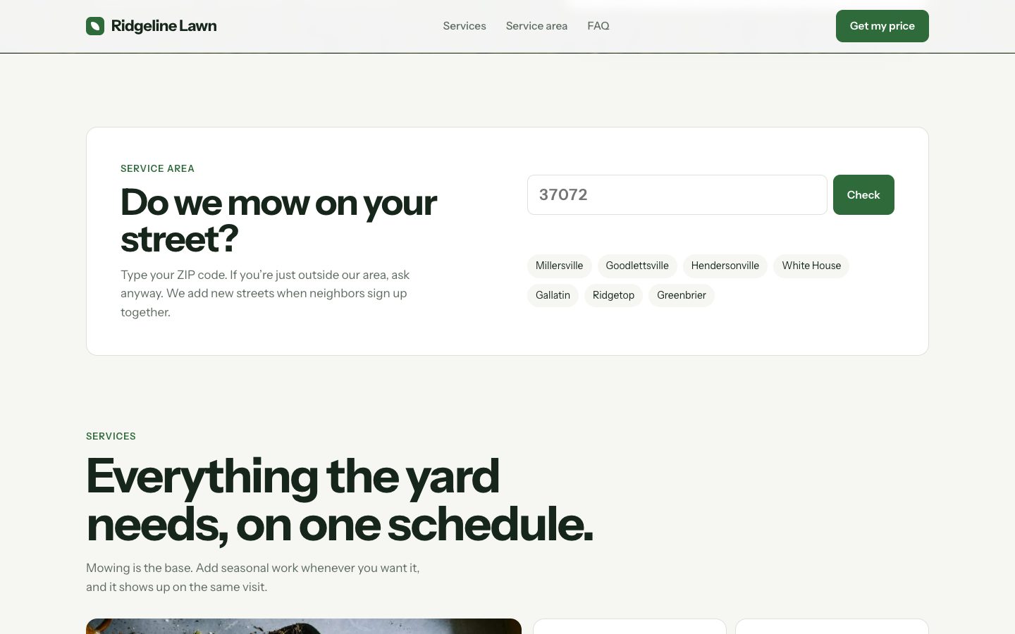 Ridgeline Lawn Co.: do we mow your street?